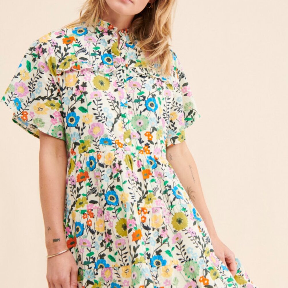 Ro's Garden Vibeka Ruffle Dress Sz XS